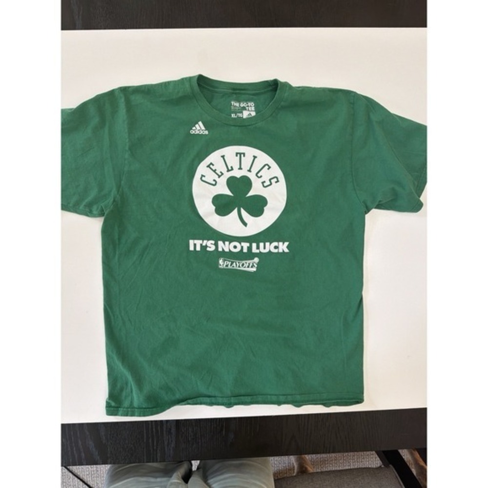 Adidas Celtics Playoffs "It's Not Luck" T-Shirt Tagged XL Fits Like Large.  3888